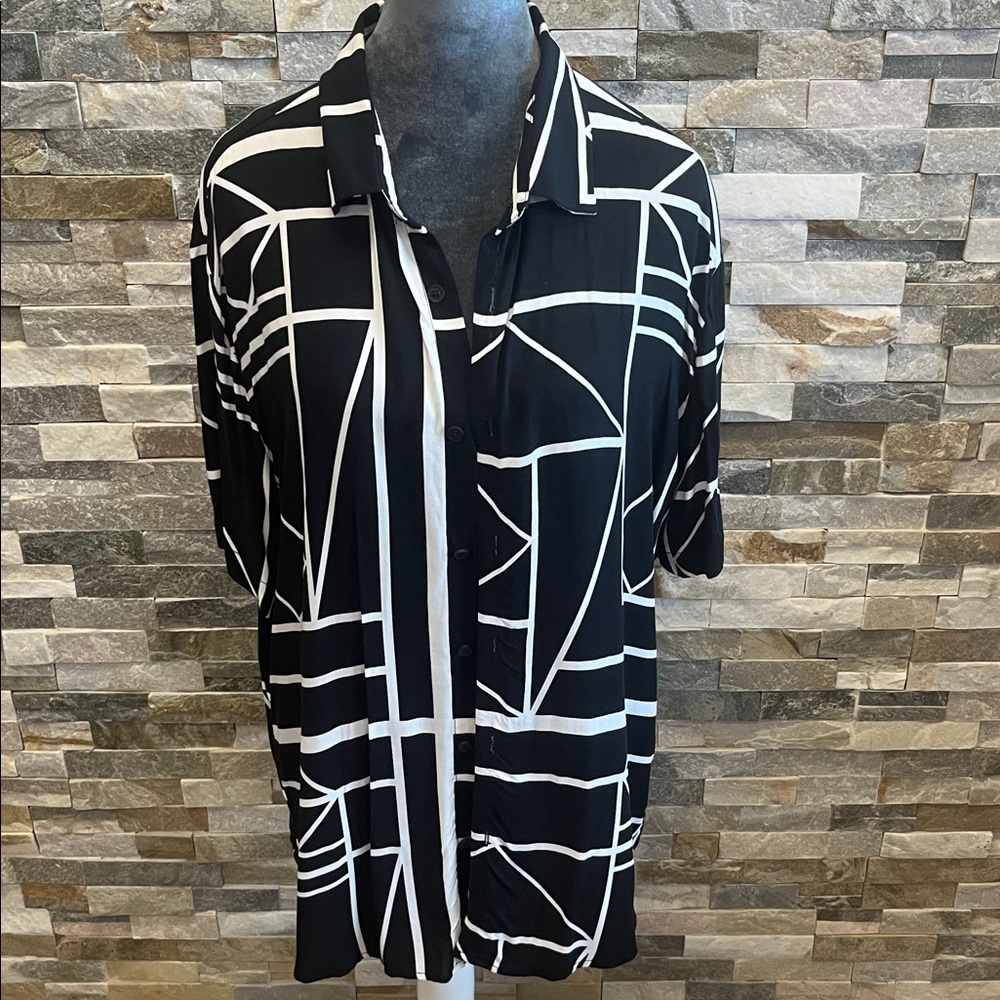 Denim & Flower Black and White Striped Jacket